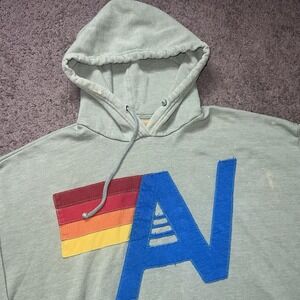 Aviator Nation Logo Pullover Relaxed Hoodie Men Large Kelly Green